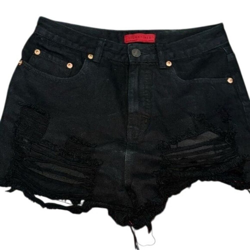 Signature 8 Black Distressed Cut OffJean Shorts Size M